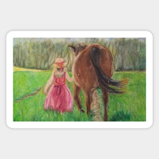 The Girl and the Horse Sticker